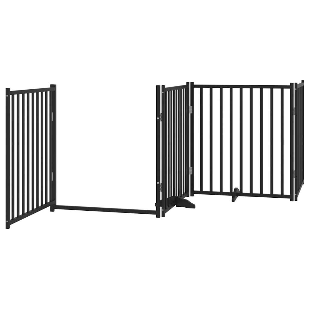 Dog Gate with Door Foldable 10 Panels Black 800 cm Poplar Wood