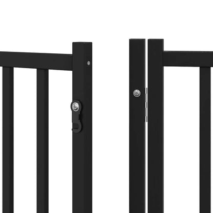 Dog Gate with Door Foldable 10 Panels Black 800 cm Poplar Wood