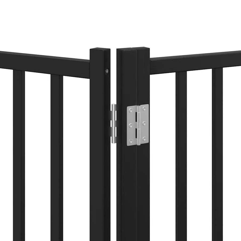 Dog Gate with Door Foldable 10 Panels Black 800 cm Poplar Wood