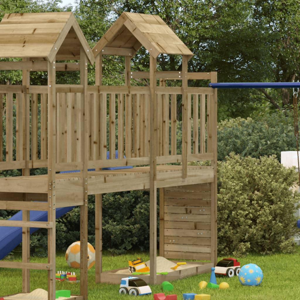 Play Tower with Rockwall 53x110.5x214 cm Impregnated Wood Pine