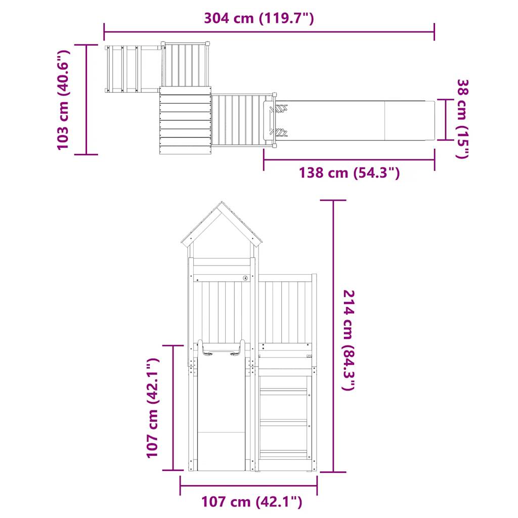 Outdoor Playset Solid Wood Pine