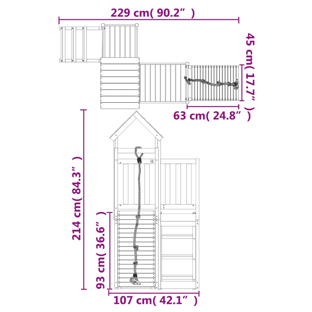 Playhouse with Climbing Wall Solid Wood Douglas