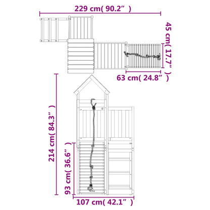 Playhouse with Climbing Wall Solid Wood Douglas