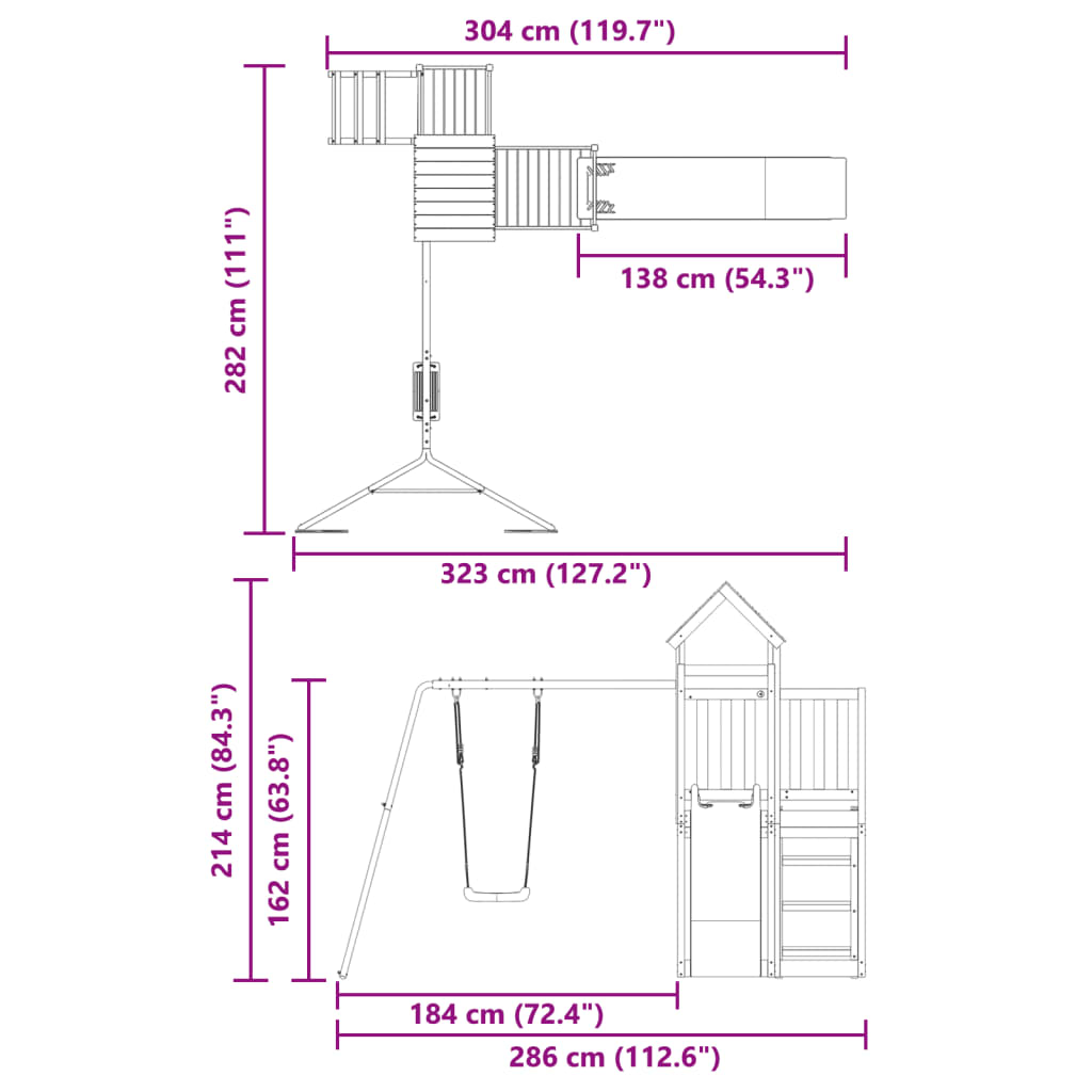 Outdoor Playset Solid Wood Pine