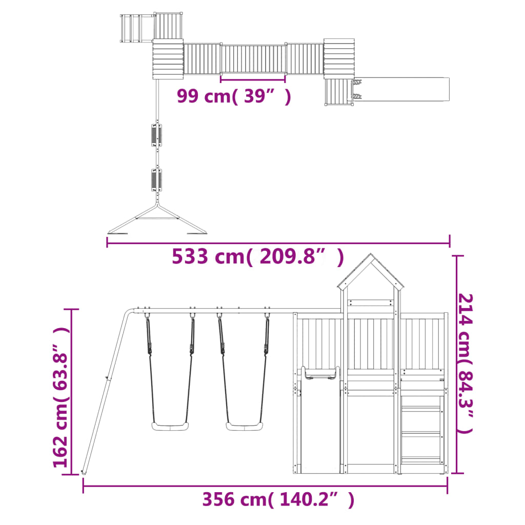 Outdoor Playset Solid Wood Pine