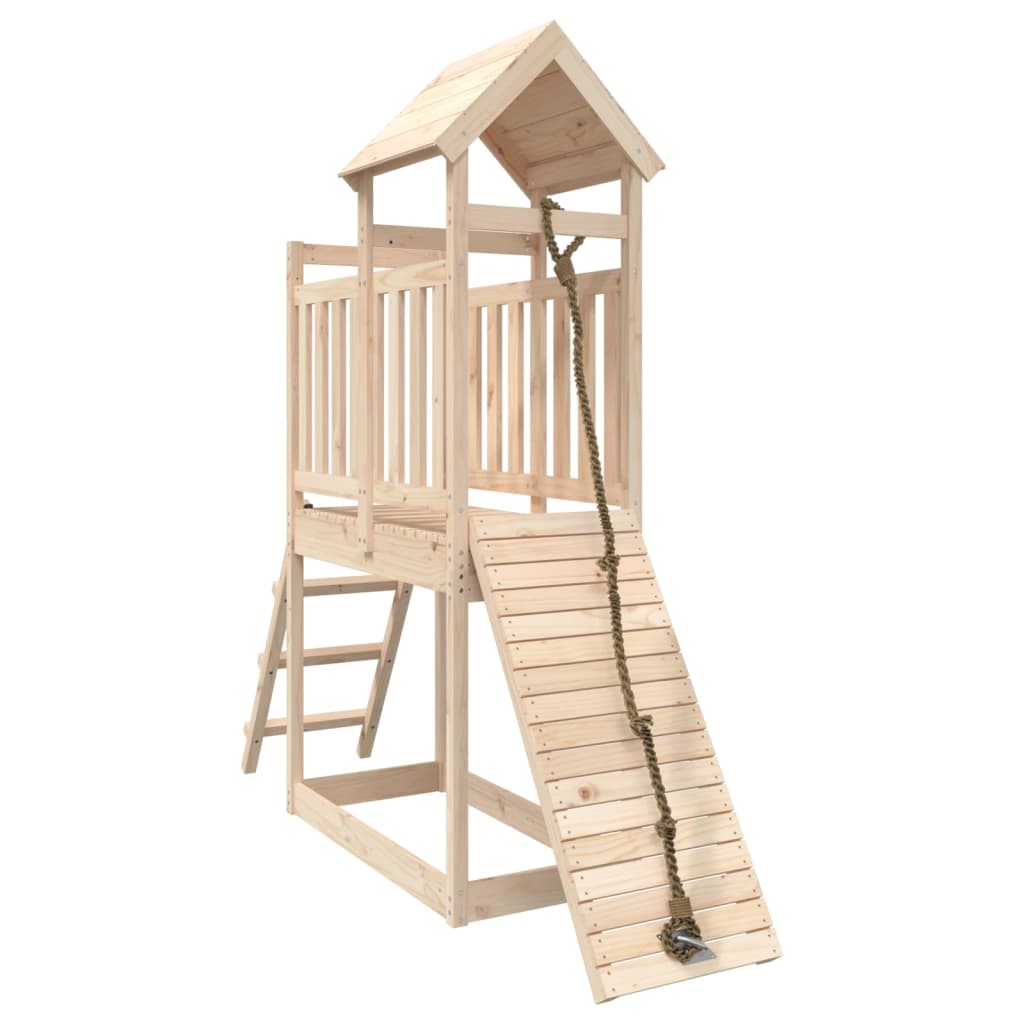 Playhouse with Climbing Wall Solid Wood Pine