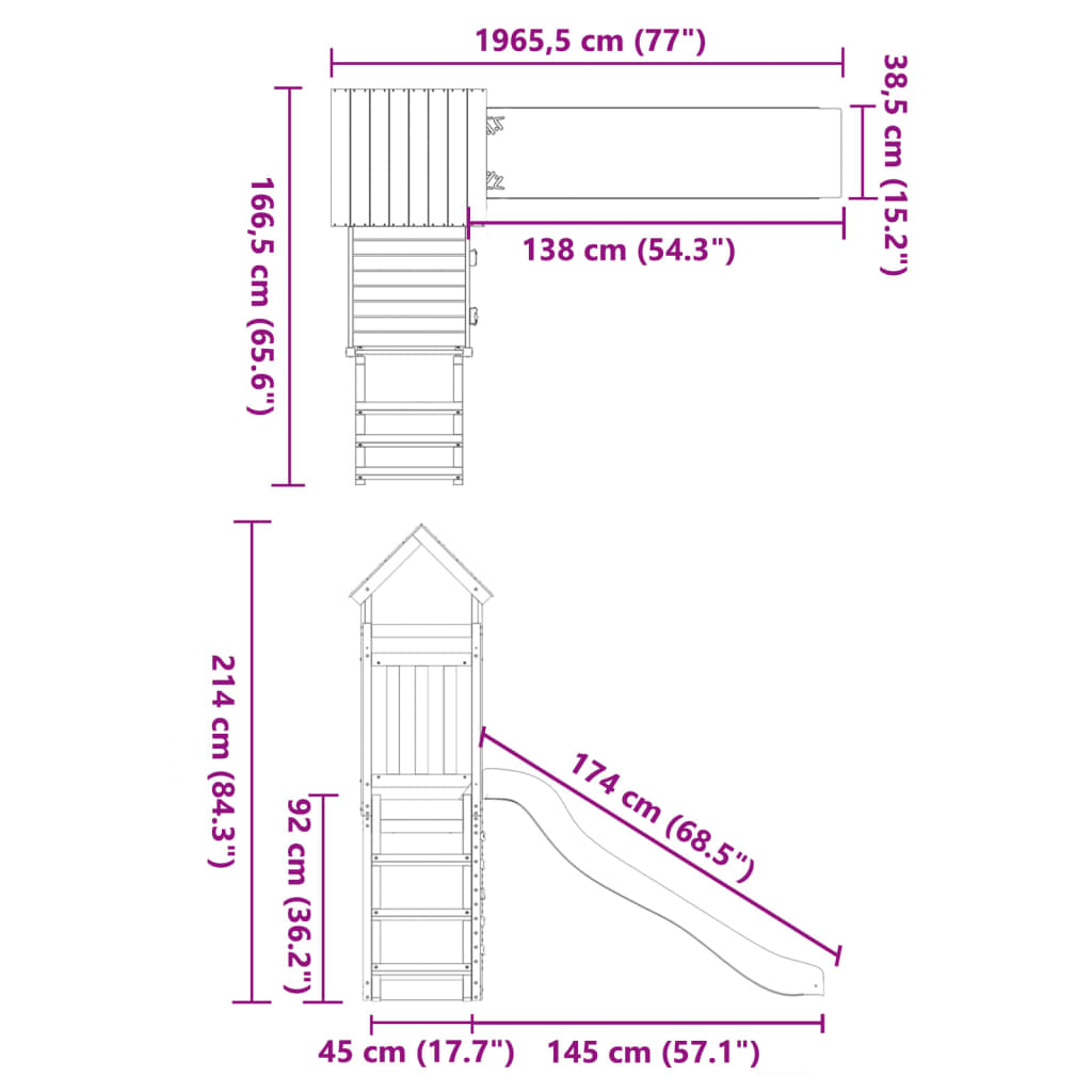 Outdoor Playset Solid Wood Pine