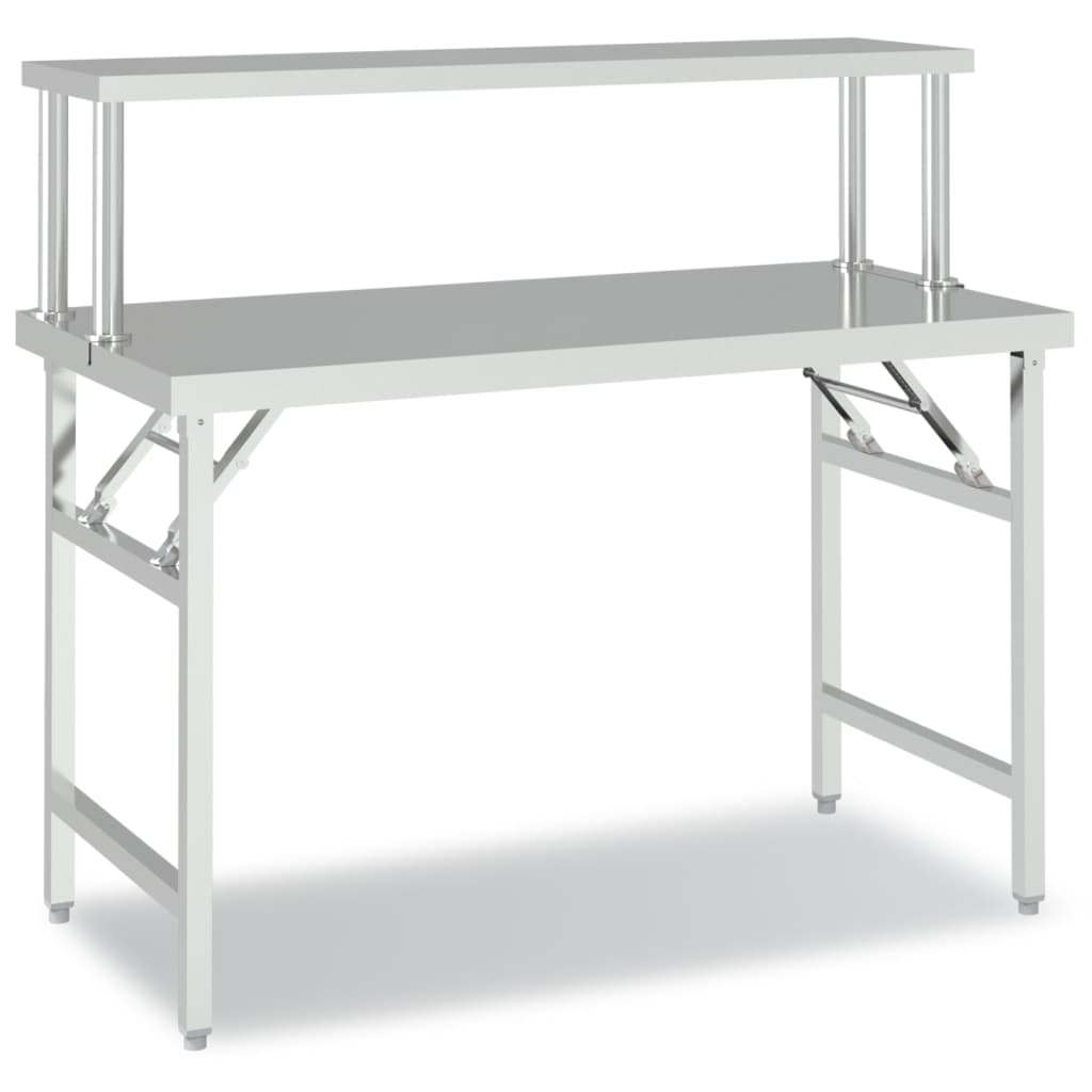 Kitchen Work Table with Overshelf 120x60x115 cm Stainless Steel