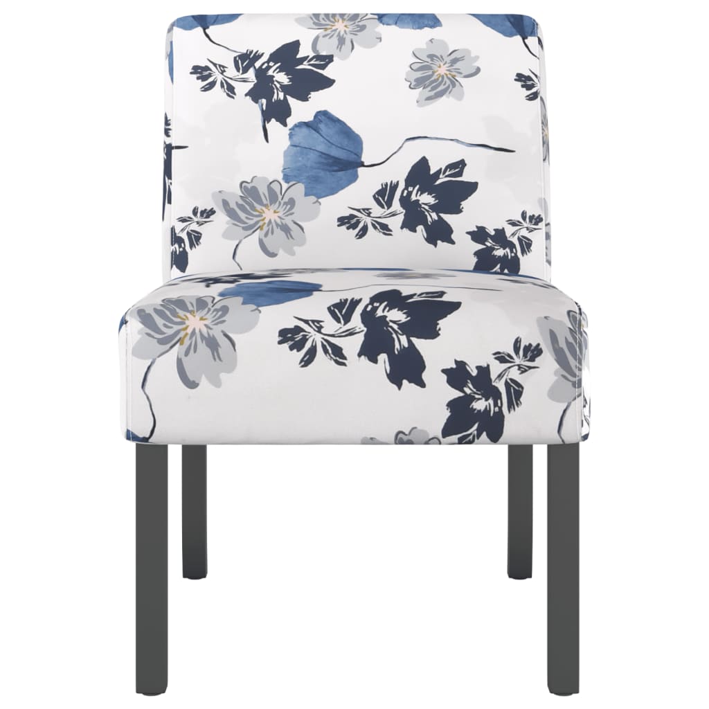 Slipper Chair Blue Flower Fabric