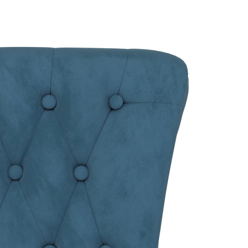 High Back Chair Blue Velvet Button Design