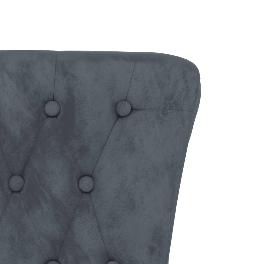 High Back Chair Dark Grey Velvet Button Design