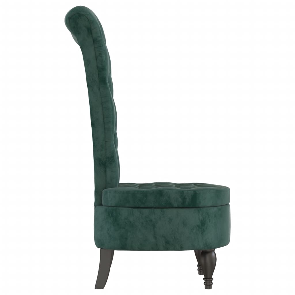 High Back Chair Dark Green Velvet Button Design