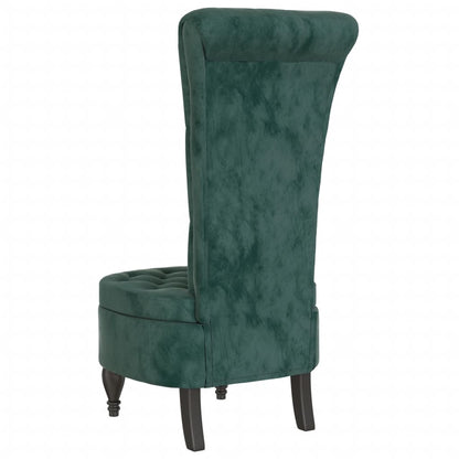 High Back Chair Dark Green Velvet Button Design