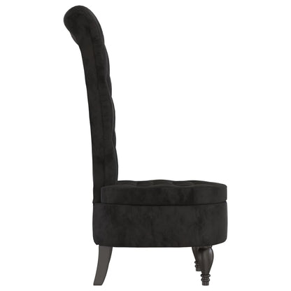 High Back Chair Black Velvet Button Design