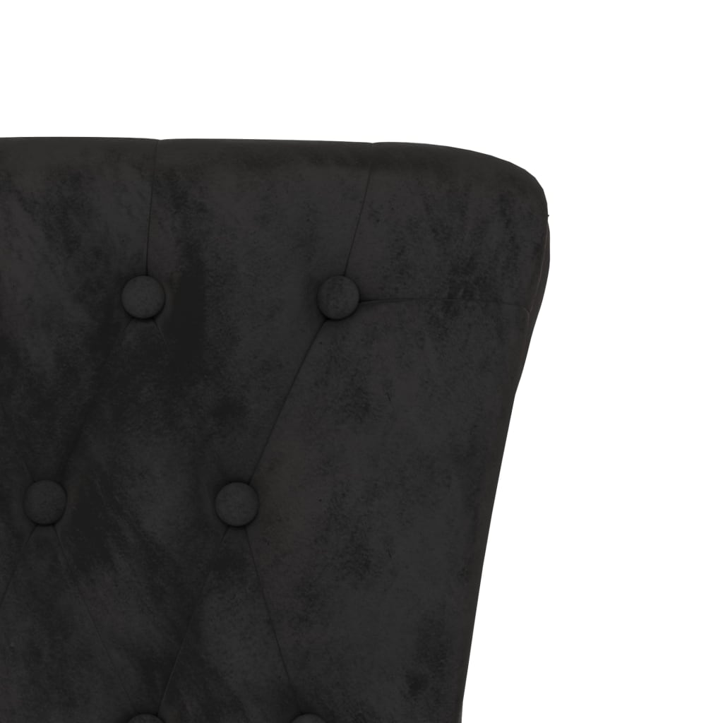 High Back Chair Black Velvet Button Design