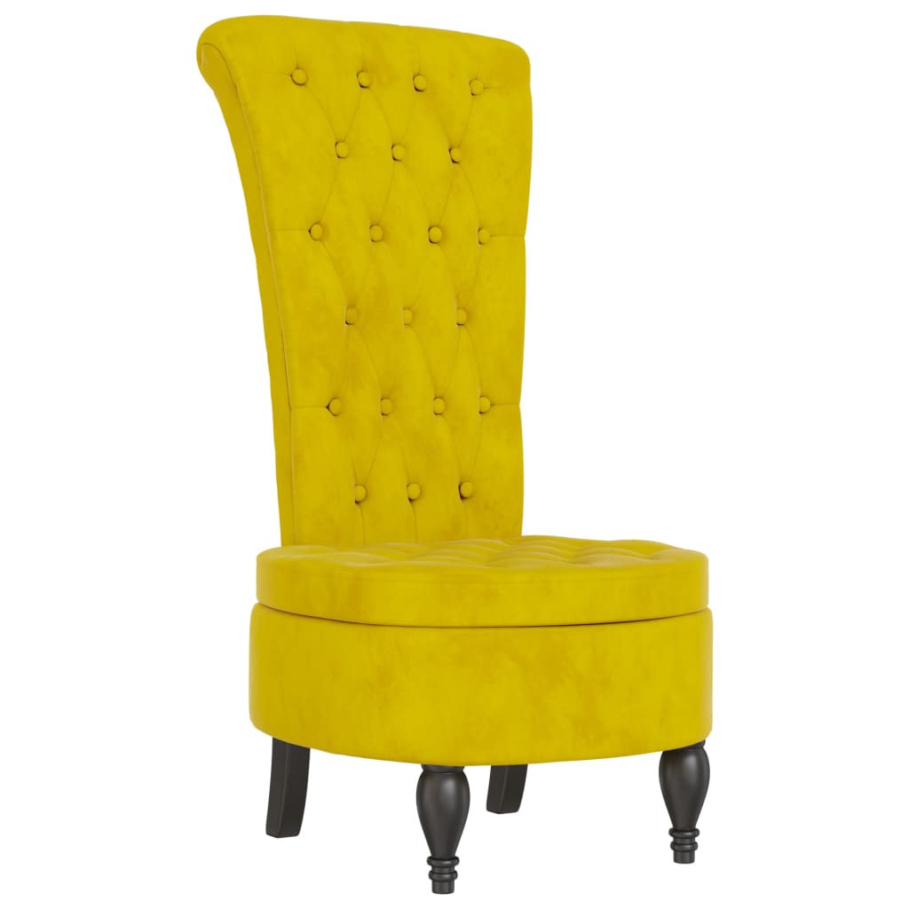 High Back Chair Yellow Velvet Button Design