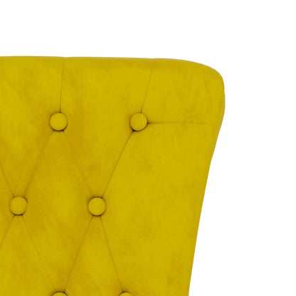 High Back Chair Yellow Velvet Button Design