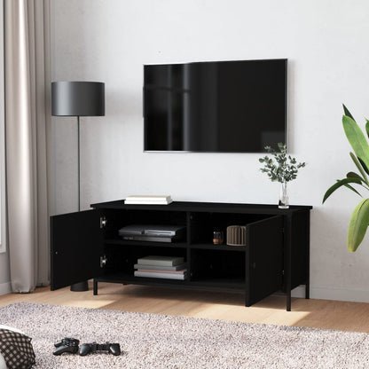 TV Cabinet with Doors Black 102x35x45 cm Engineered Wood