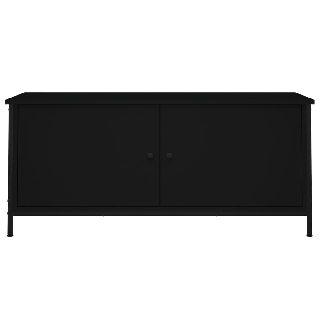 TV Cabinet with Doors Black 102x35x45 cm Engineered Wood