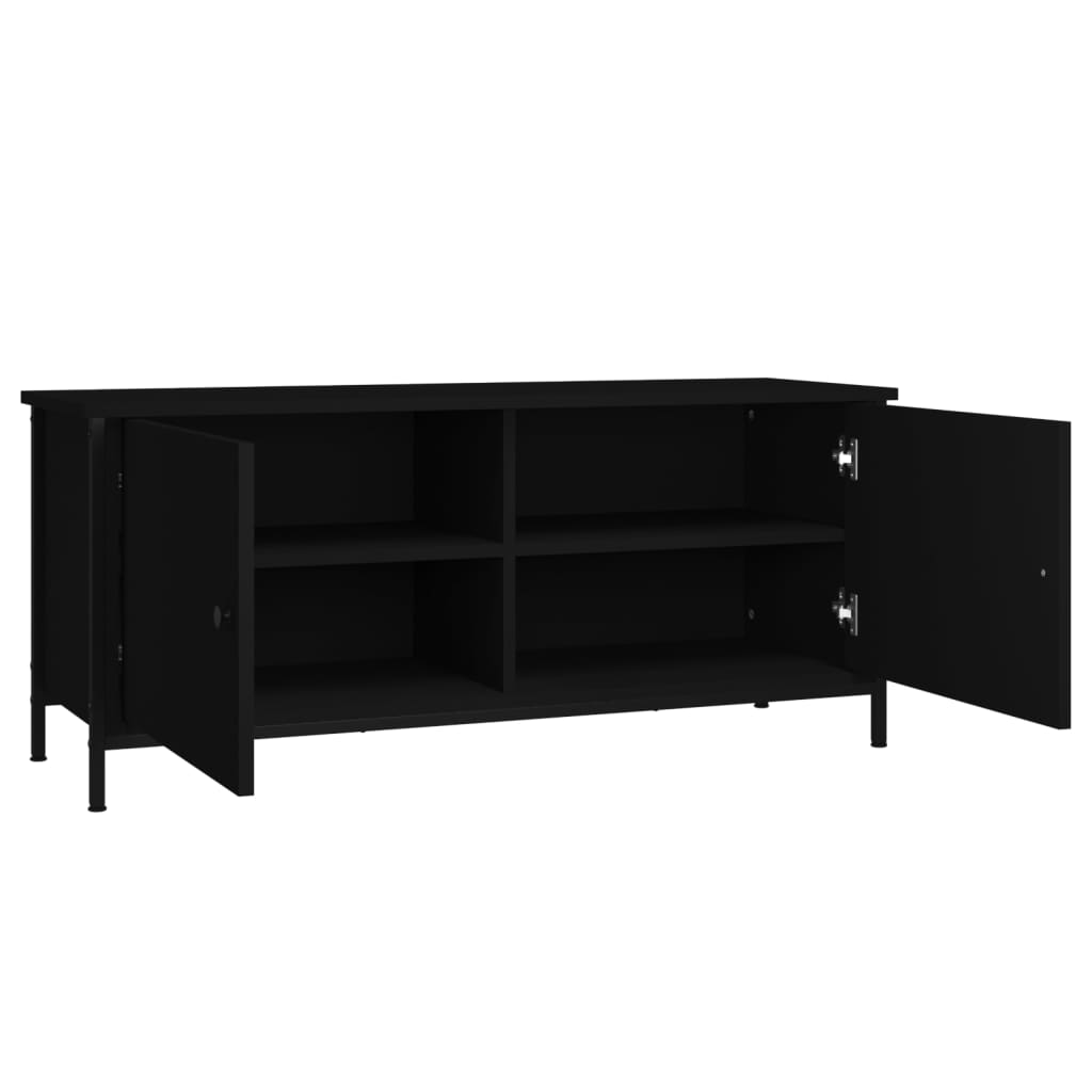 TV Cabinet with Doors Black 102x35x45 cm Engineered Wood