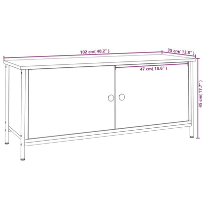 TV Cabinet with Doors Black 102x35x45 cm Engineered Wood