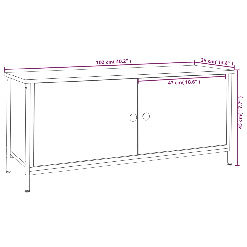 TV Cabinet with Doors Sonoma Oak 102x35x45 cm Engineered Wood