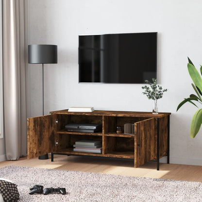 TV Cabinet with Doors Smoked Oak 102x35x45 cm Engineered Wood