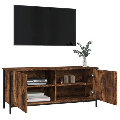 TV Cabinet with Doors Smoked Oak 102x35x45 cm Engineered Wood