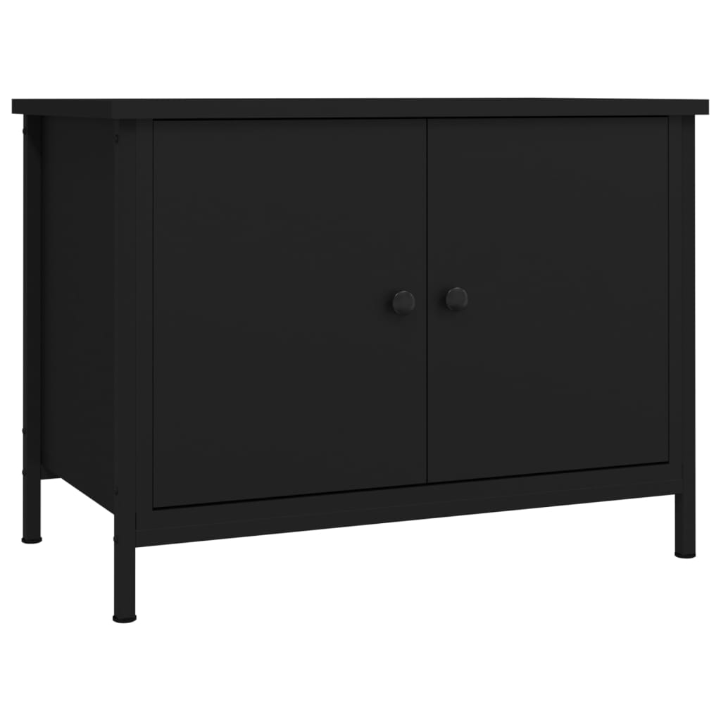 TV Cabinet with Doors Black 60x35x45 cm Engineered Wood