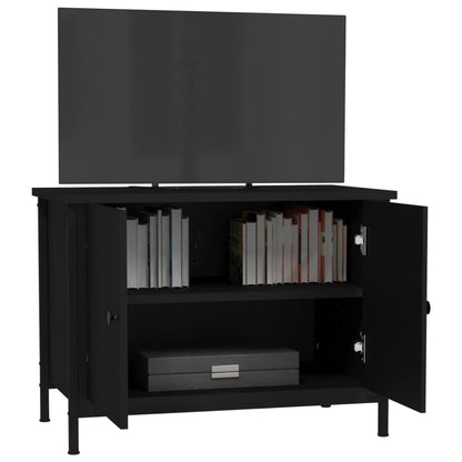 TV Cabinet with Doors Black 60x35x45 cm Engineered Wood