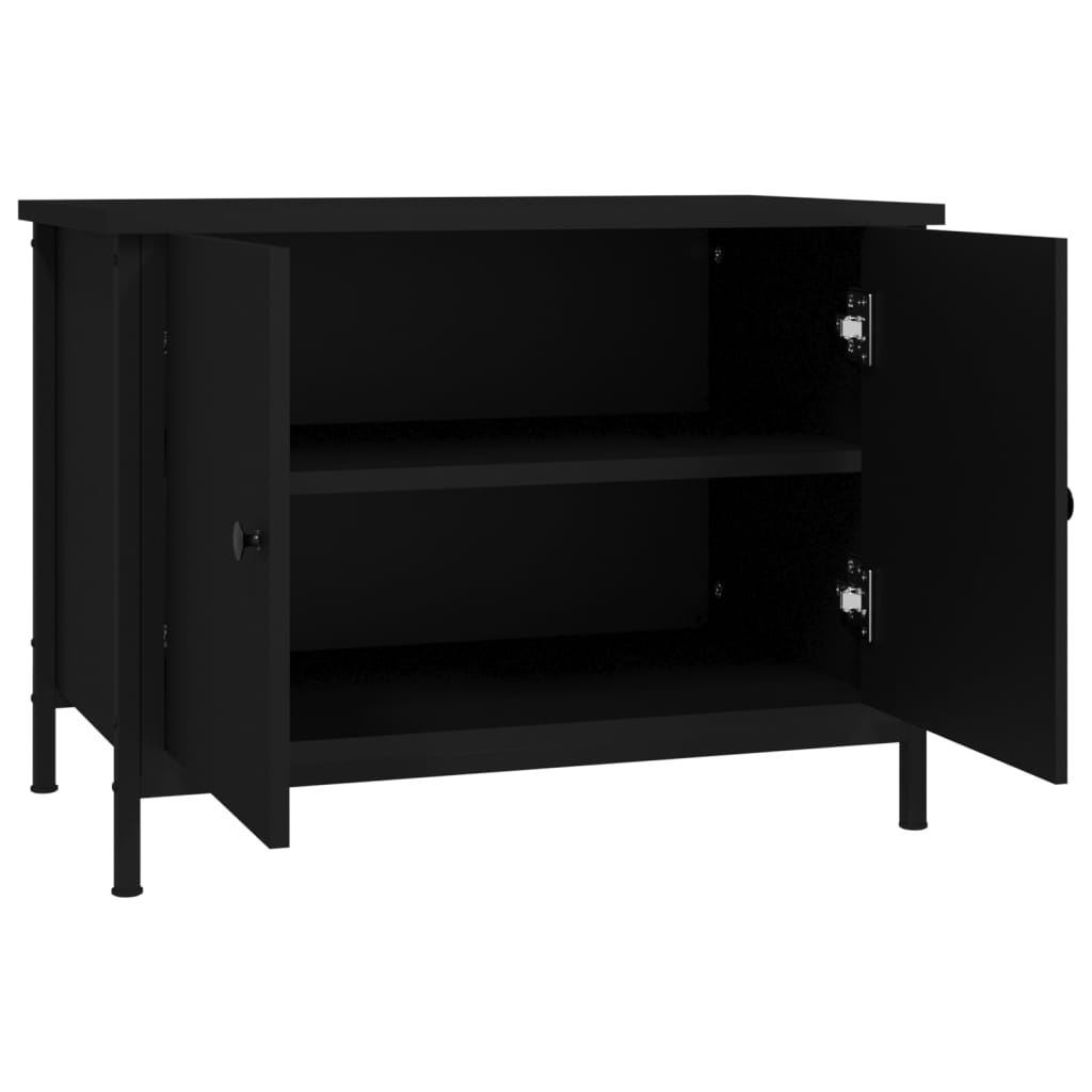 TV Cabinet with Doors Black 60x35x45 cm Engineered Wood