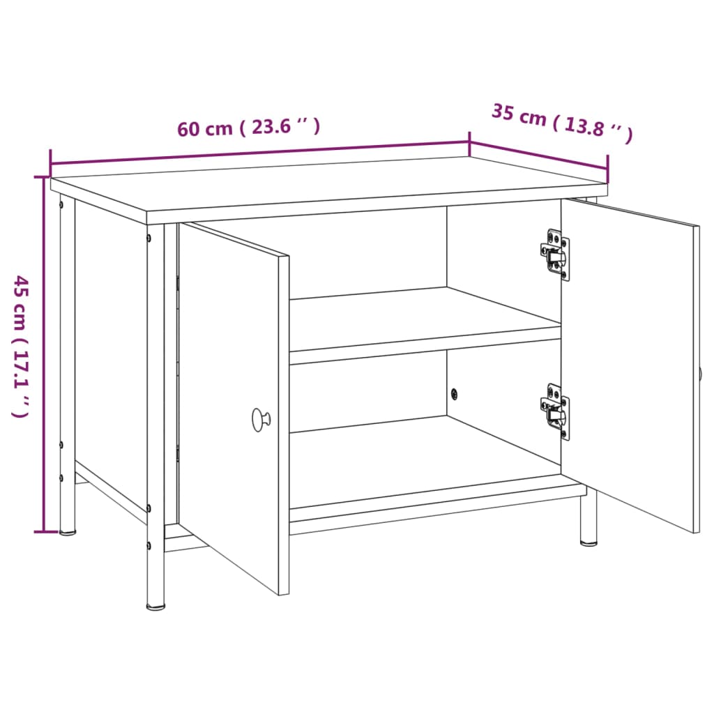 TV Cabinet with Doors Black 60x35x45 cm Engineered Wood