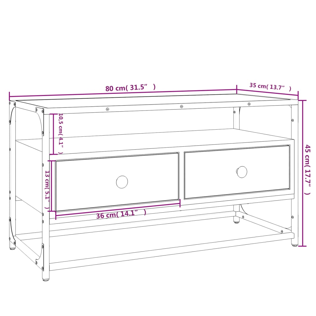 TV Cabinet Sonoma Oak 80x35x45 cm Engineered Wood