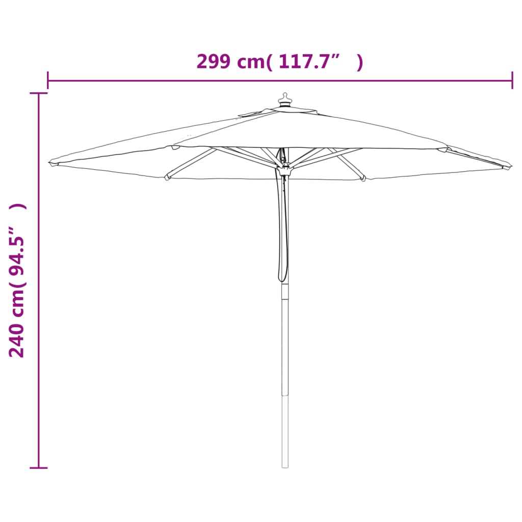 Garden Parasol with Wooden Pole Sand 299x240 cm