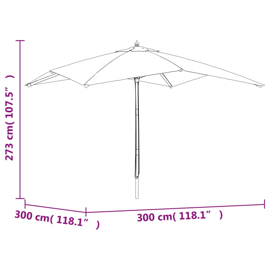 Garden Parasol with Wooden Pole Taupe 300x300x273 cm