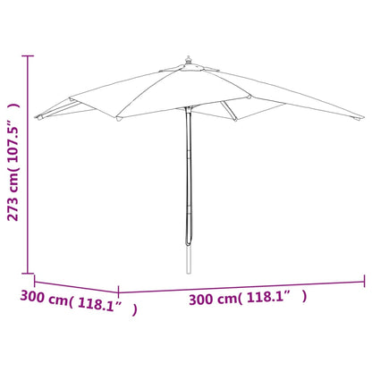 Garden Parasol with Wooden Pole Taupe 300x300x273 cm