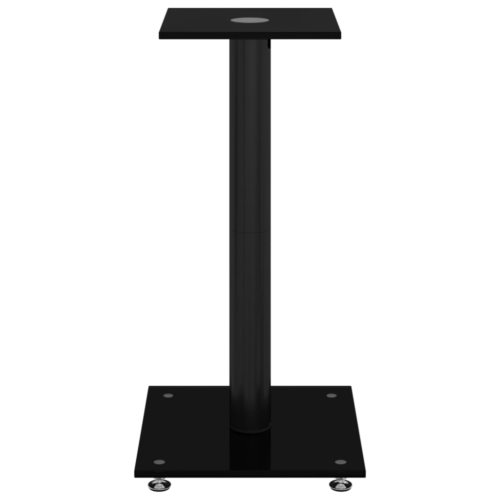 Speaker Stands 2 pcs Black Tempered Glass 1 Pillar Design