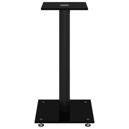 Speaker Stands 2 pcs Black Tempered Glass 1 Pillar Design