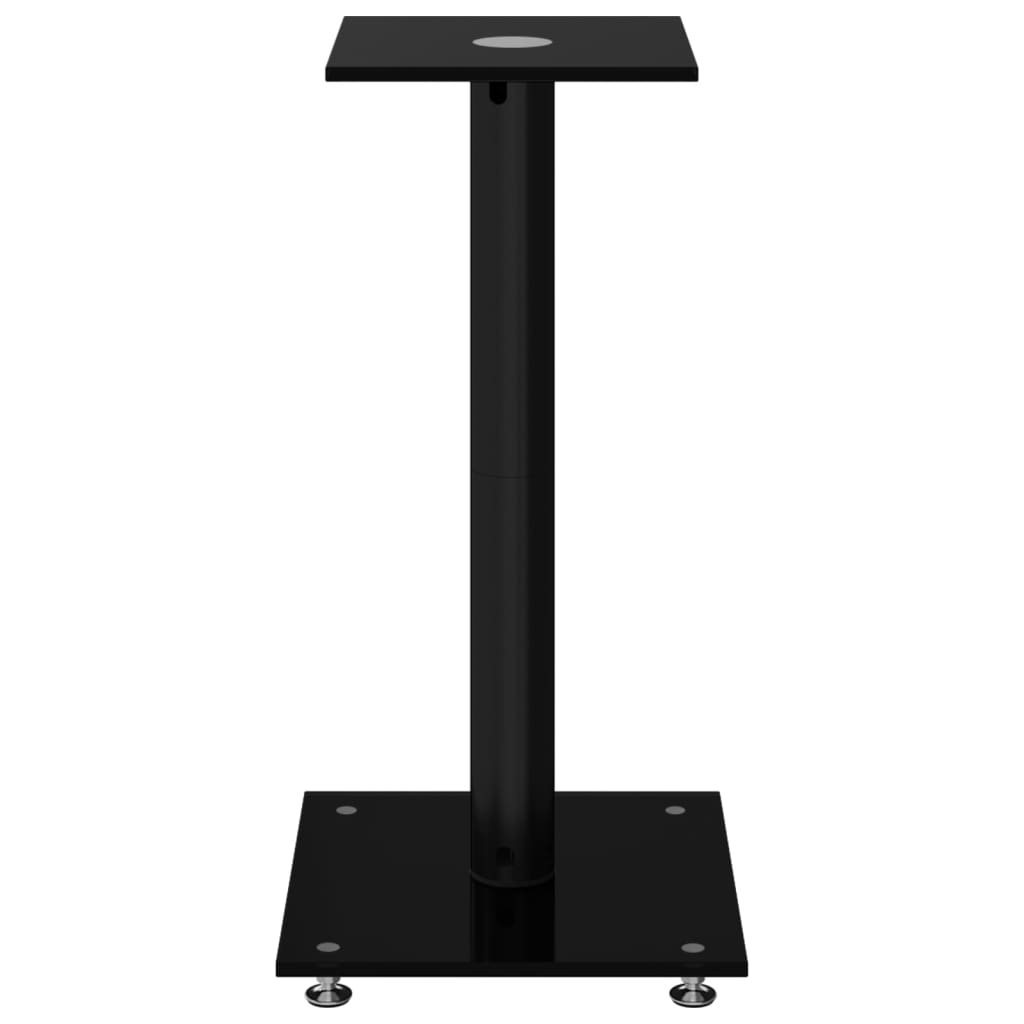 Speaker Stands 2 pcs Black Tempered Glass 1 Pillar Design