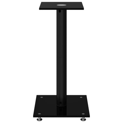 Speaker Stands 2 pcs Black Tempered Glass 1 Pillar Design