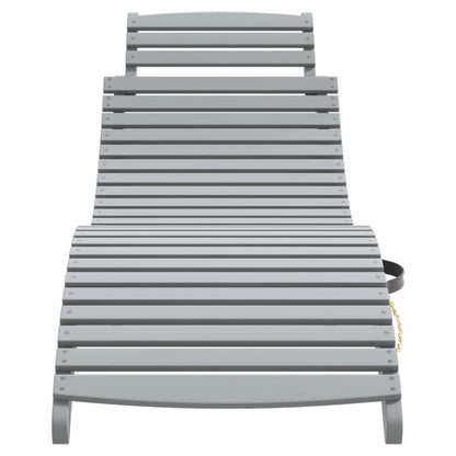 Sun Lounger with Table Grey Solid Wood Acacia