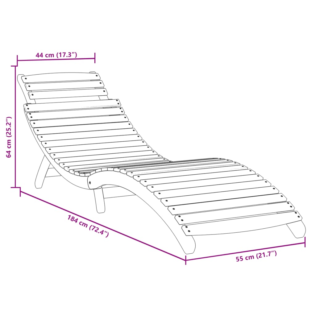 Sun Lounger with Table Grey Solid Wood Acacia