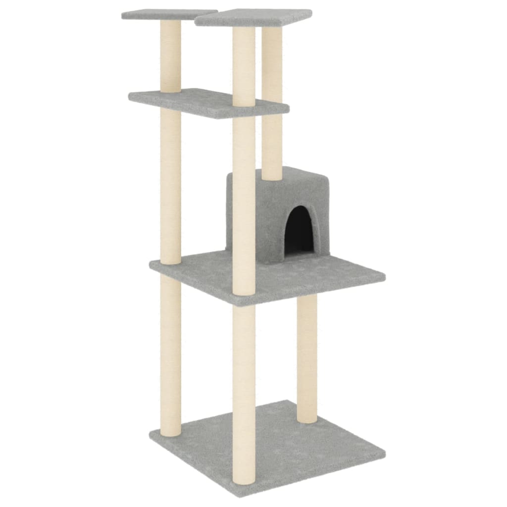 Cat Tree with Sisal Scratching Posts Light Grey 123 cm