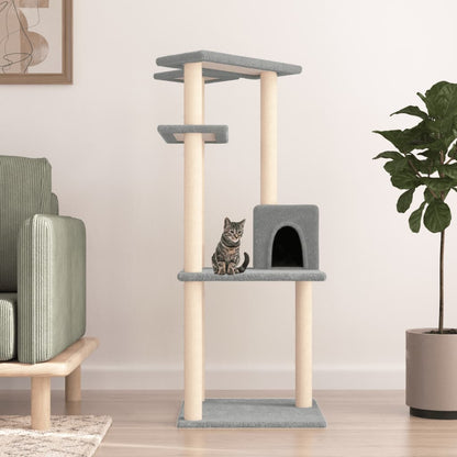 Cat Tree with Sisal Scratching Posts Light Grey 123 cm