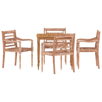 Batavia Chairs 4 pcs White Wash Solid Wood Teak