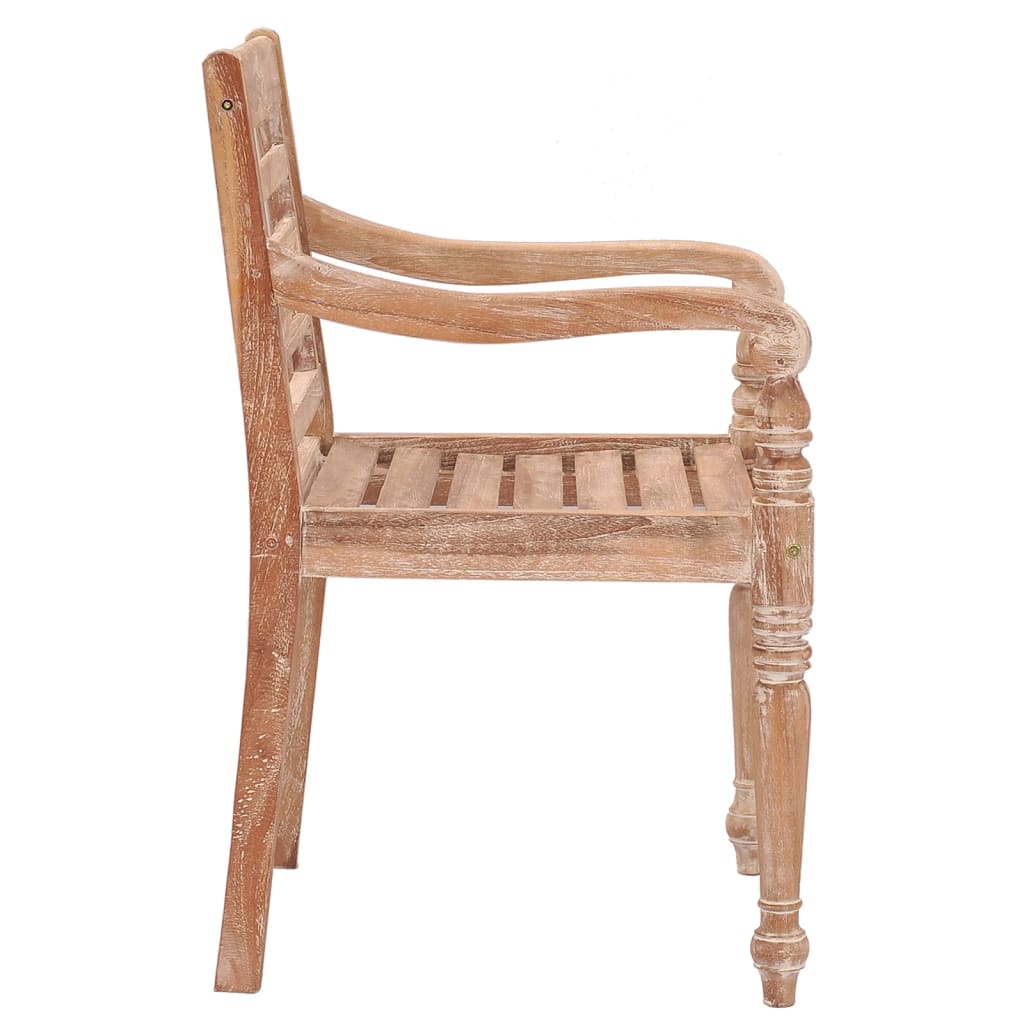 Batavia Chairs 4 pcs White Wash Solid Wood Teak