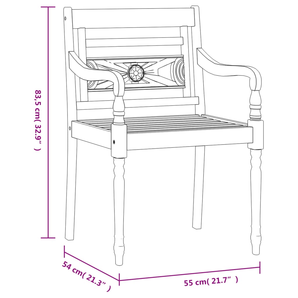 Batavia Chairs 4 pcs White Wash Solid Wood Teak