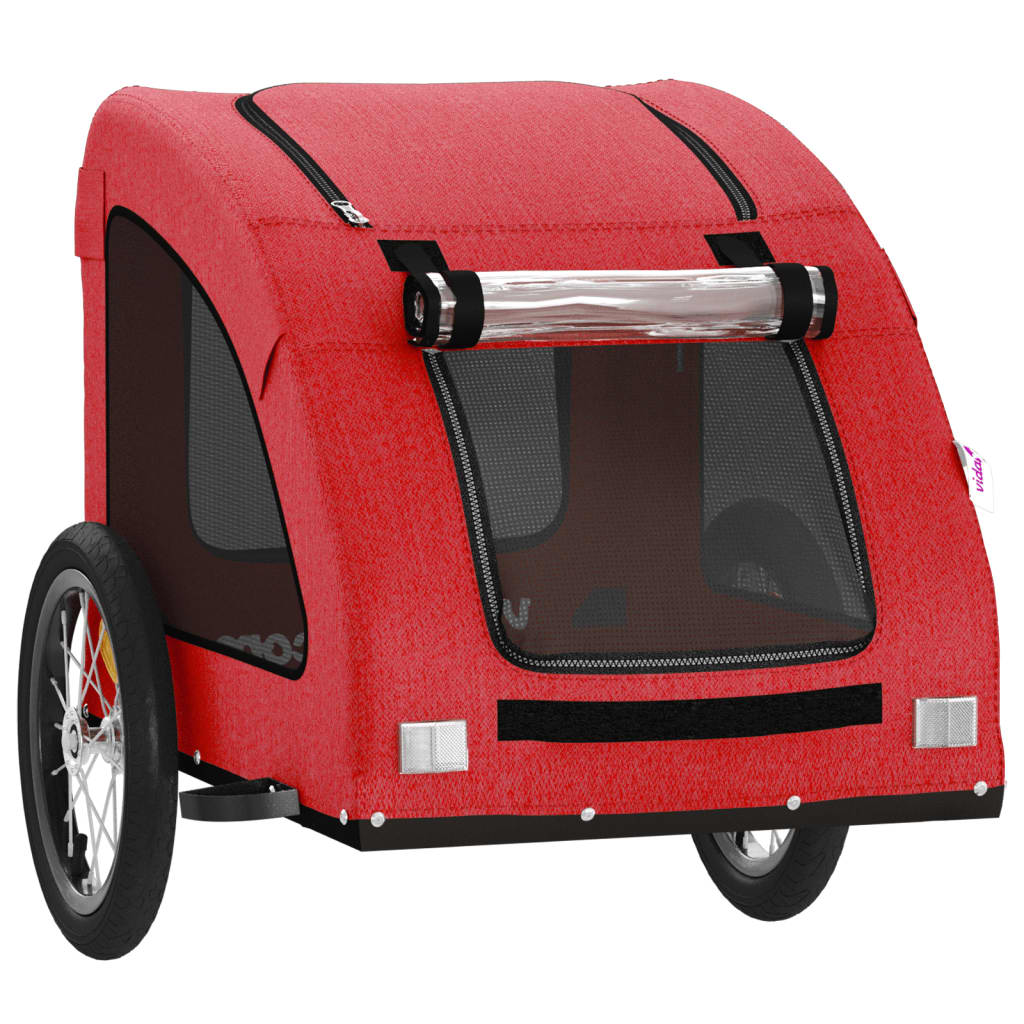 Pet Bike Trailer Red Oxford Fabric and Iron