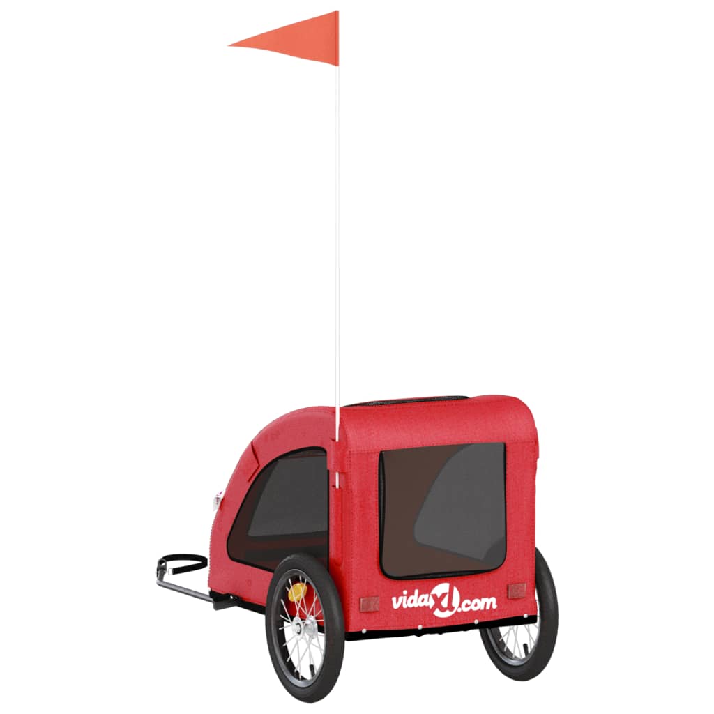 Pet Bike Trailer Red Oxford Fabric and Iron