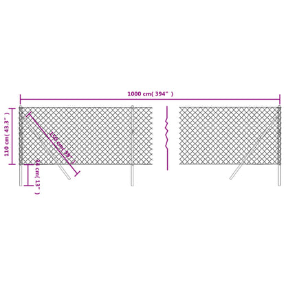 Chain Link Fence Green 1.1x10 m